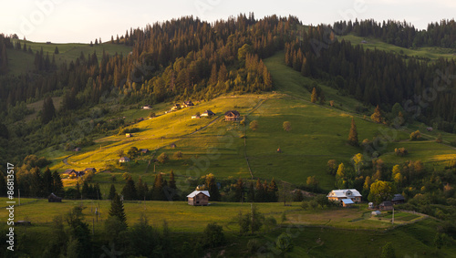 Evening landscape in summer time in mountains