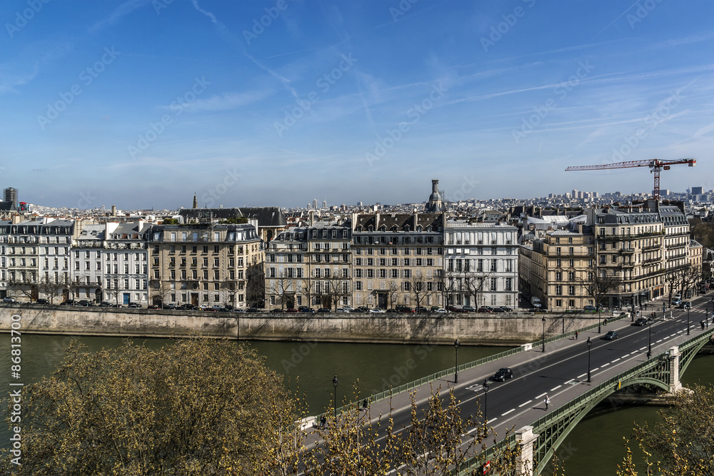 Naklejka premium Panorama of Paris. View from Arab World Institute.