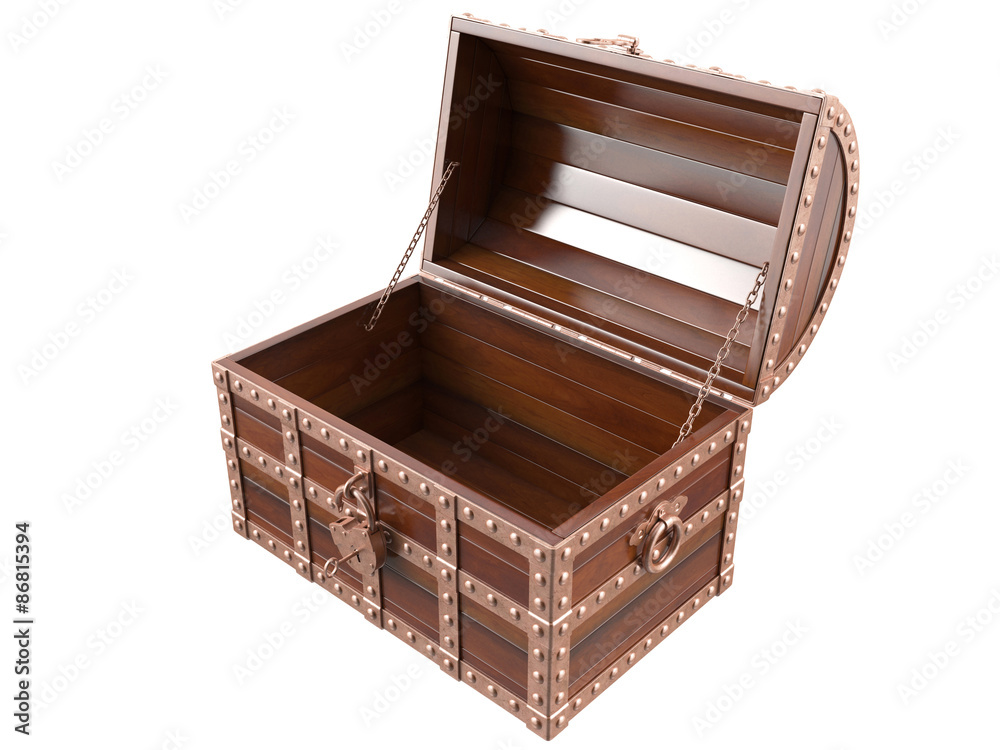 Treasure chest on white background. 3D image Treasure chest on white background. 3D image