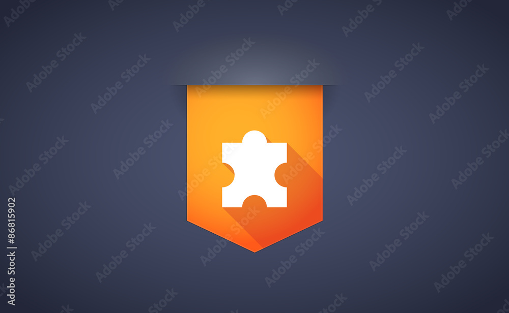 long shadow ribbon icon with a puzzle piece