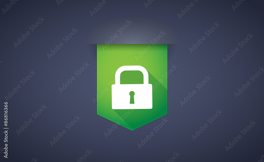 long shadow ribbon icon with a lock pad long shadow ribbon icon with a lock pad