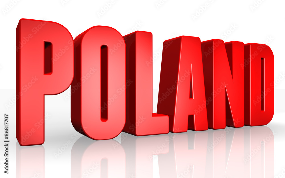3D poland text on white background 3D poland text on white background