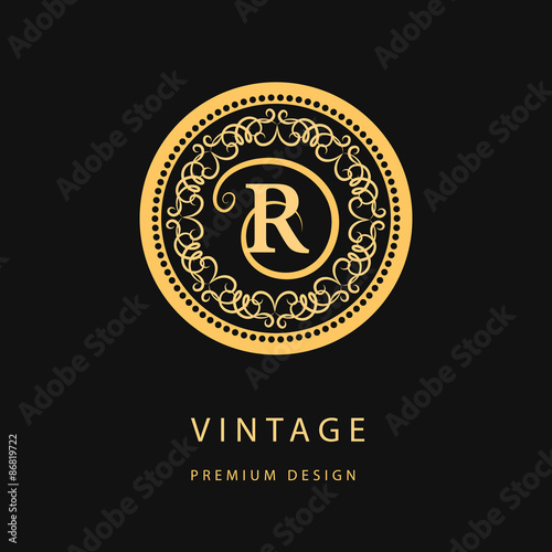 Monogram design elements, graceful template. Calligraphic elegant line art logo design. Letter emblem R for Royalty, business card, Boutique, Hotel, Restaurant, Cafe, Jewelry. Vector illustration
