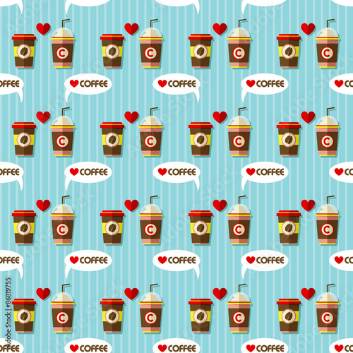 hot coffee and cold coffee seamless pattern