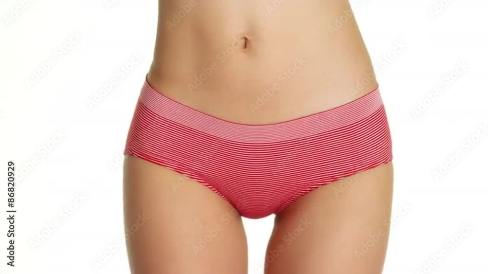 Woman wearing red striped underwear Woman wearing red striped underwear