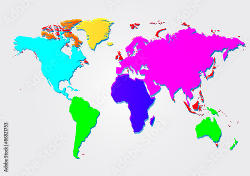 Multicolored world map vector illustration