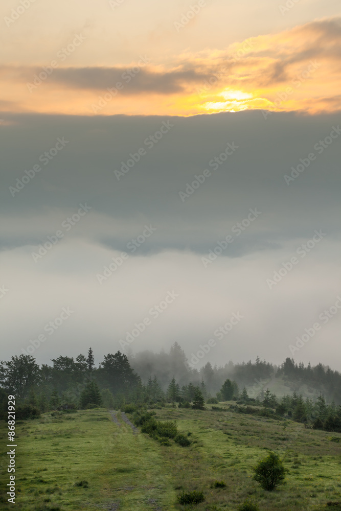 Fototapeta premium Amazing mountain landscape with fog