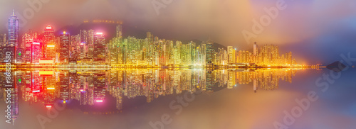 Panorama of Hong Kong island, skyline and Financial district