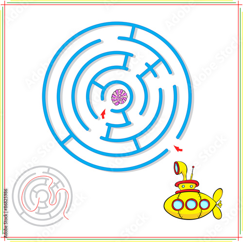 Yellow submarine must pass through a maze and find rare shell on