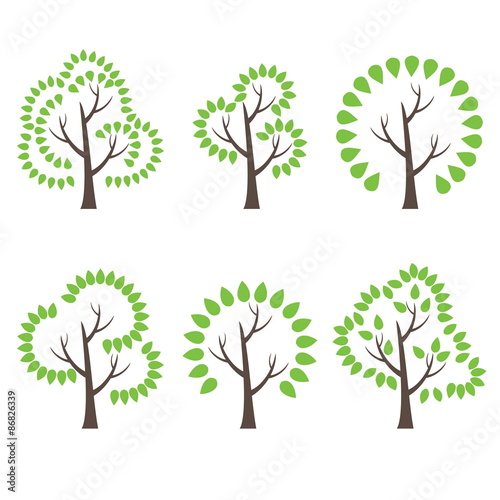 Set of illustration abstract trees. Vector