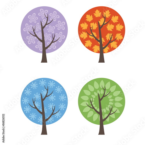 Set of illustration abstract trees. Vector