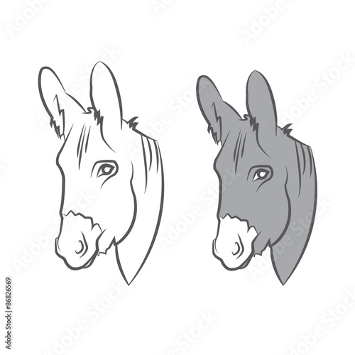 Illustration cute draw donkey. Vector