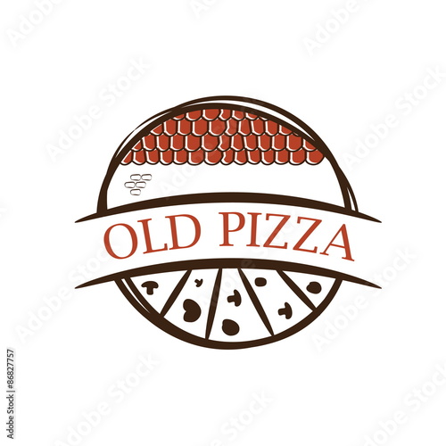 Illustration of old label pizza,with shingles .Vector