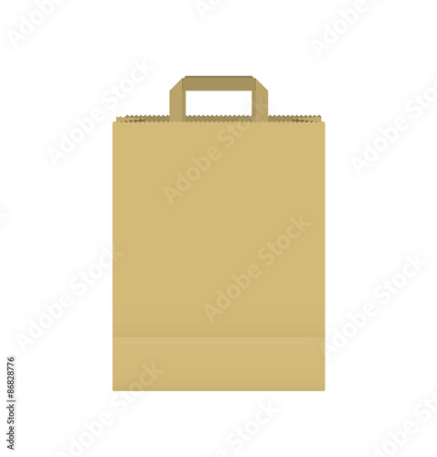 Kraft paper bag isolated on white background. Vector illustration