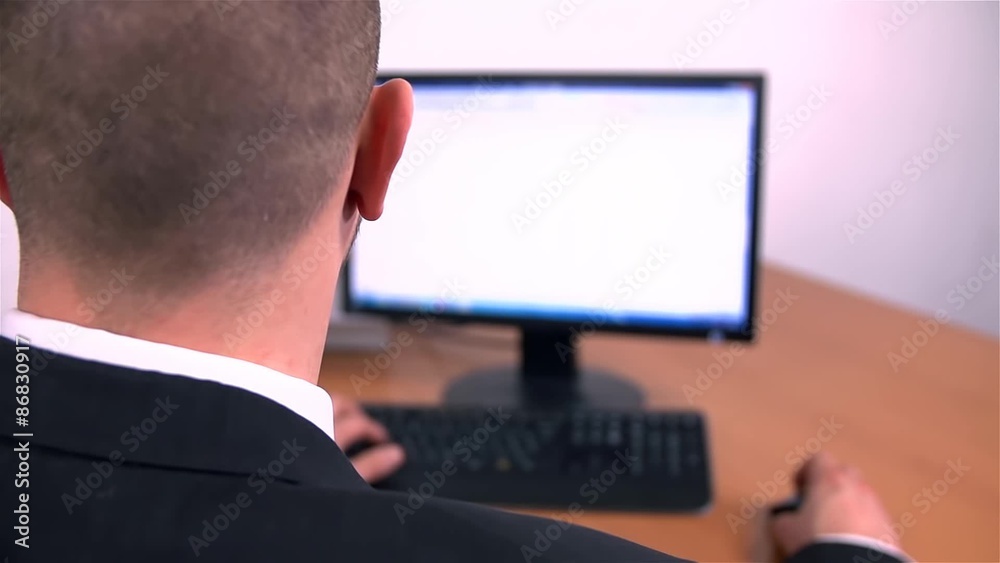 Close Up Shoot of Man Working On Computer Close Up Shoot of Man Working On Computer