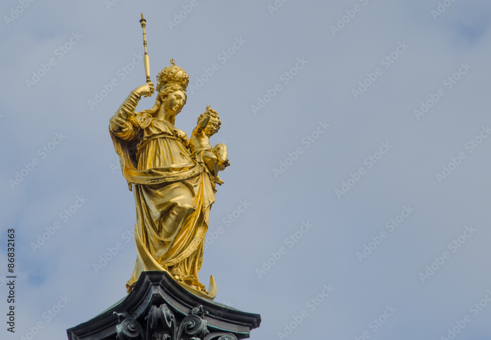 Statue of Pope John Paul at New Town Hall at Marienplatz in Munich Germany