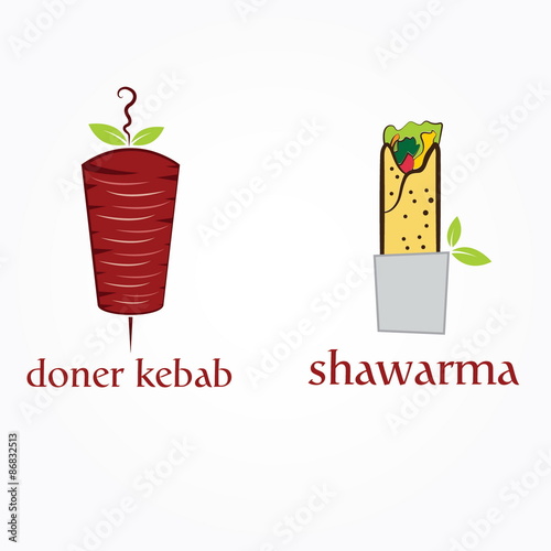 Vector illustration of doner kebab and shawarma