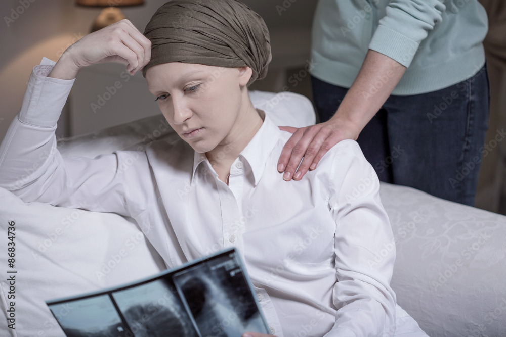 Fototapeta premium Broken down cancer woman