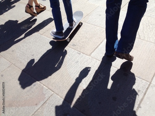 walking, skateboarding
