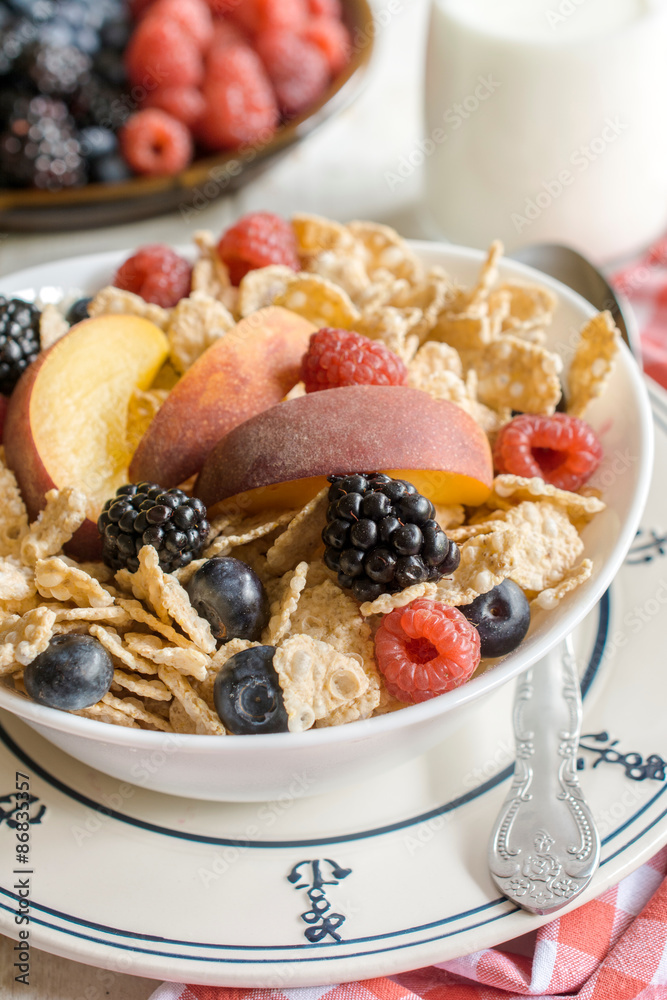 Berry fruits and corn flakes Berry fruits and corn flakes