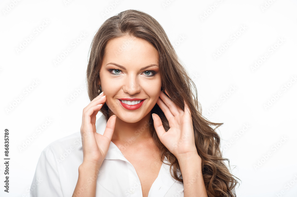Beautiful young girl is evincing positive emotions Beautiful young girl is evincing positive emotions