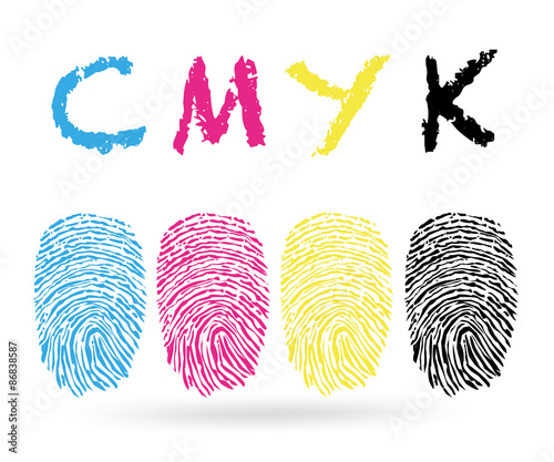 Cmyk colors with finger prints vector