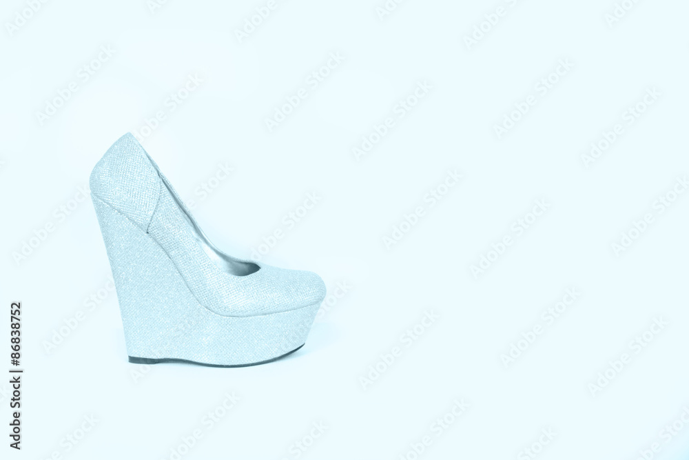 Beautiful blue diamond high heels / pumps in studio (fashion, background, sexy wallpaper)