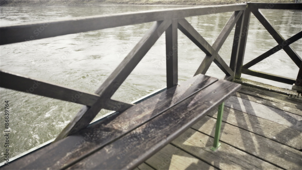 Empty seat on raft while on water Empty seat on raft while on water