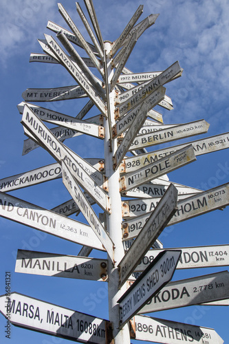 worldwide sign directions and distances