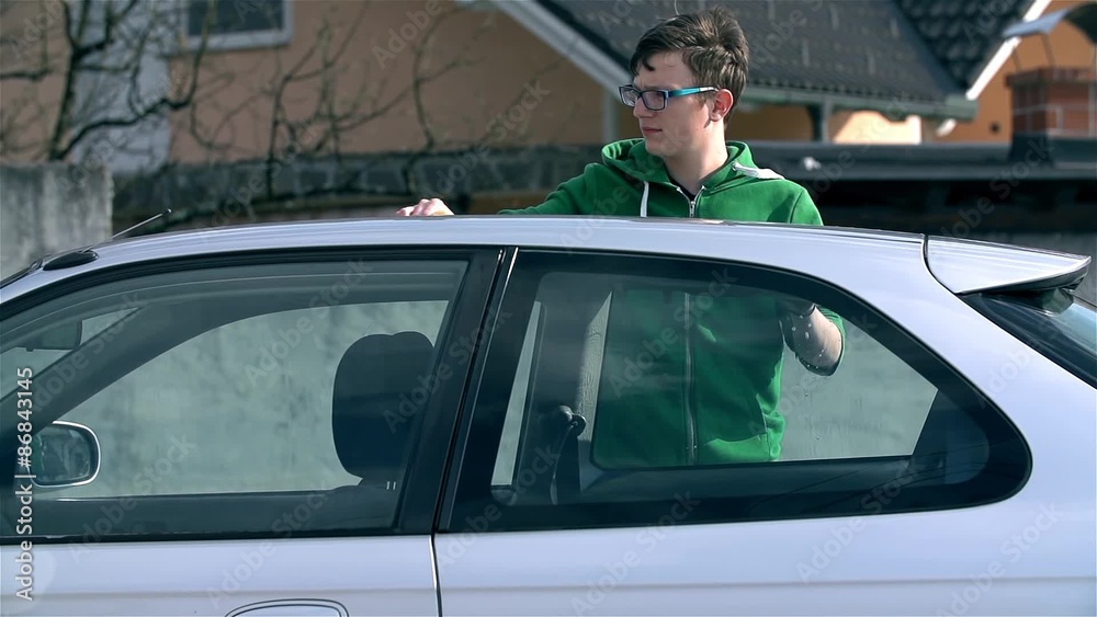 Old Car Washing In Slow Motion Old Car Washing In Slow Motion