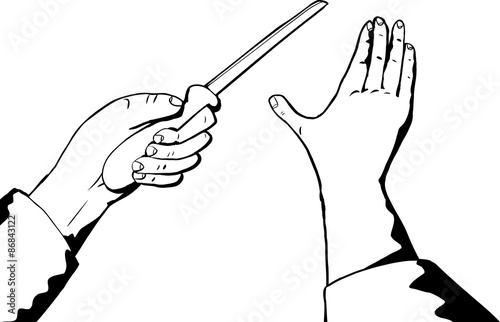 Outlined Hands Chopping with Knife