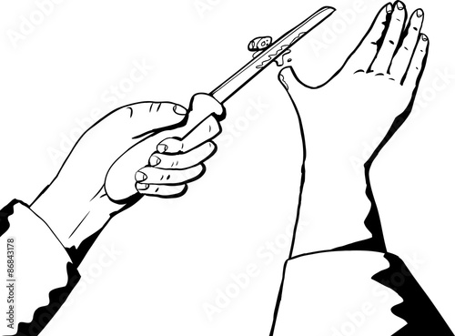 Outline of Severed Thumb and Knife