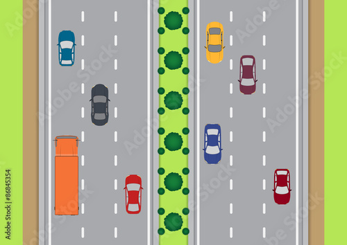 Highway traffic view from top