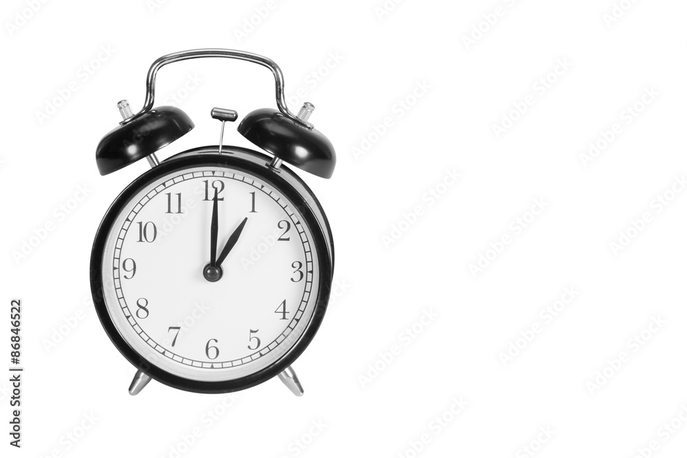 One O' Clock on alarm clock isolated on white One O' Clock on alarm clock isolated on white