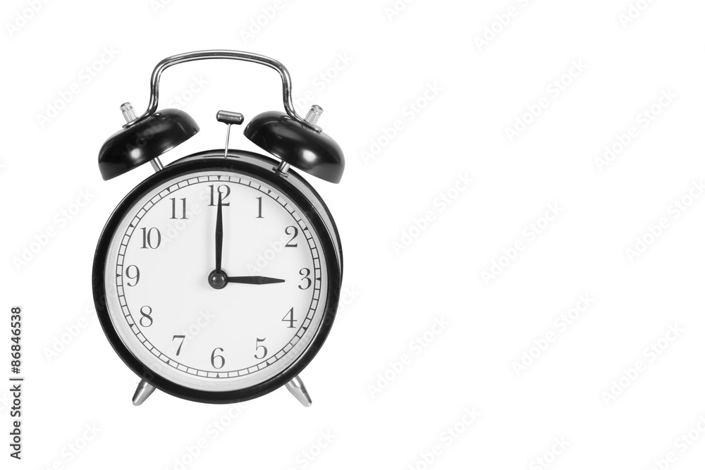 Three O' Clock on alarm clock isolated on white Three O' Clock on alarm clock isolated on white