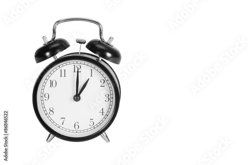 One O' Clock on alarm clock isolated on white