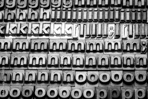 vintage letterpress alphabet and number background
