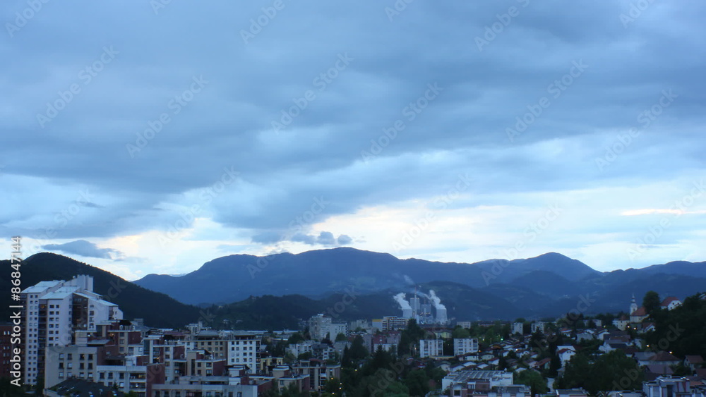 4K Power plant in Velenje timelapse under stormy clouds 4K Power plant in Velenje timelapse under stormy clouds