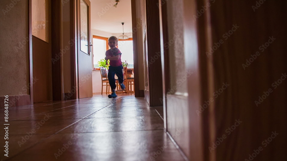Running up and down the hallway at home Running up and down the hallway at home