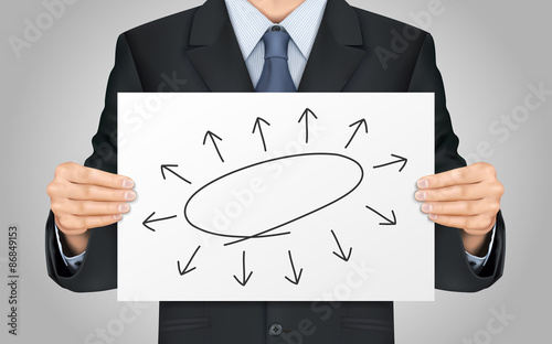 businessman holding empty diagram poster