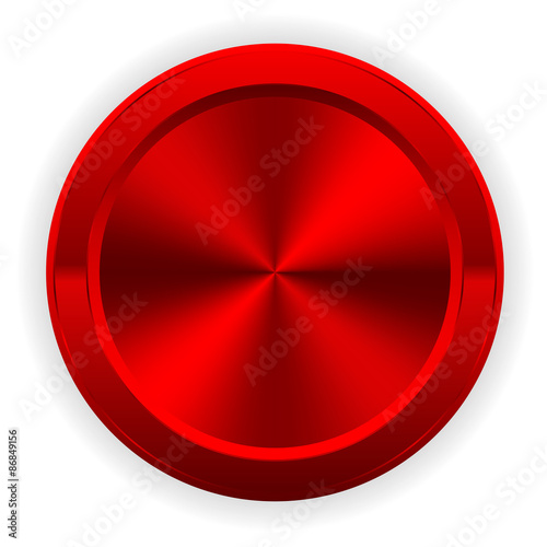 Red round blank vector button on white background