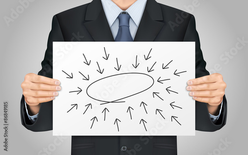 businessman holding empty diagram poster