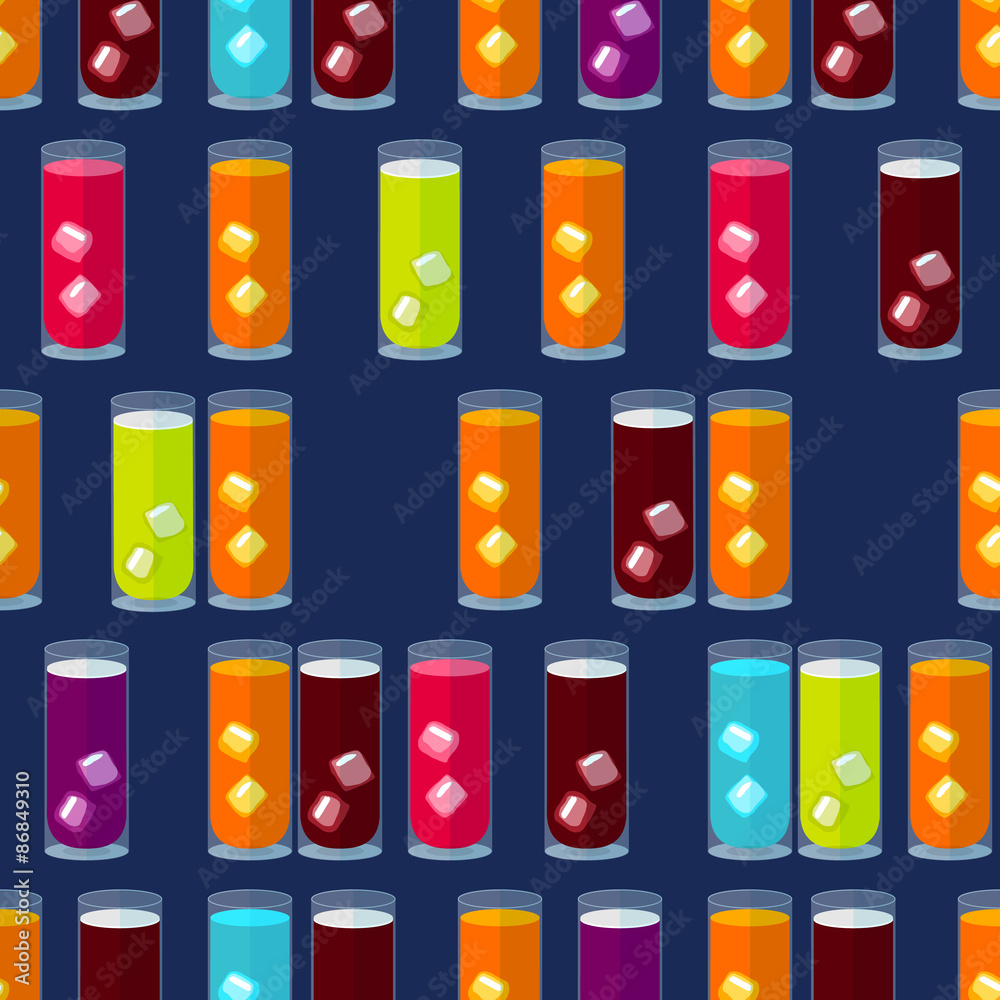 Seamless flat pattern with cocktail glasses Seamless flat pattern with cocktail glasses