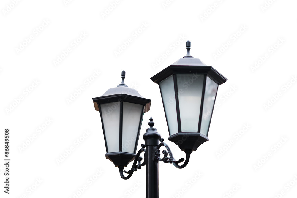 Street lamp post isolated on white background