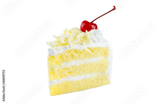white cake delicious, vanilla cake topping with white chocolate