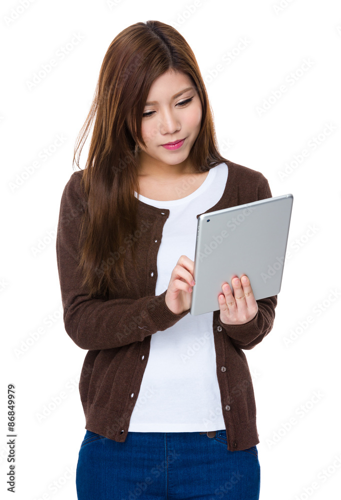 Woman use of the tablet pc Woman use of the tablet pc