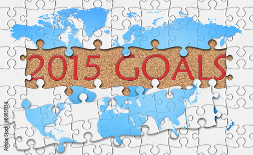 Jigsaw puzzle reveal  word 2015 goals