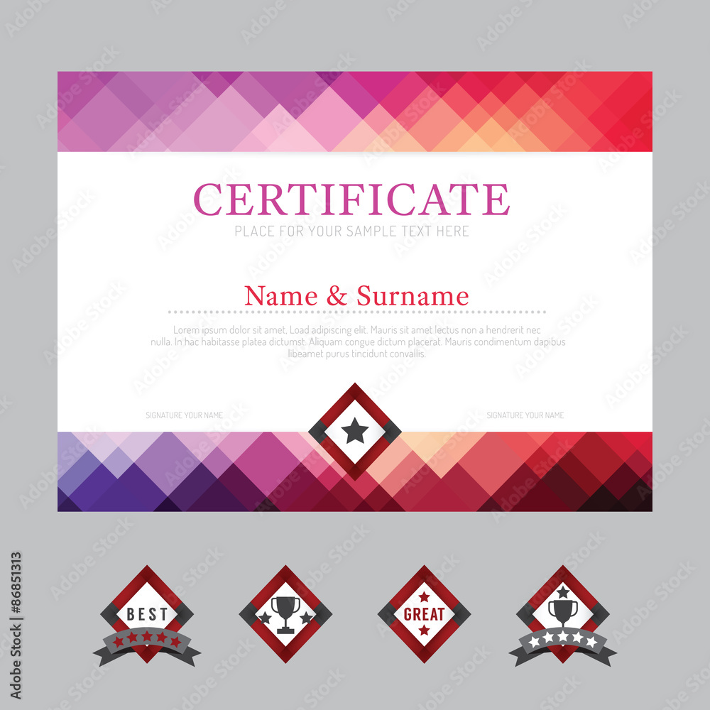 Certificate template layout background frame design vector. mode