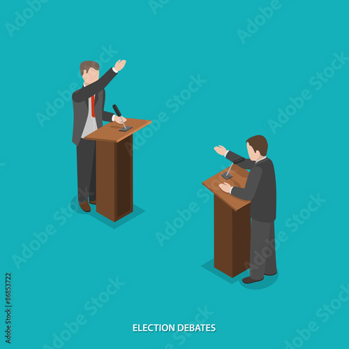 Election debates flat isometric vector. photo