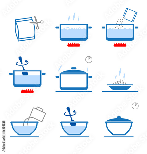 Set of cooking instruction. Vector elements